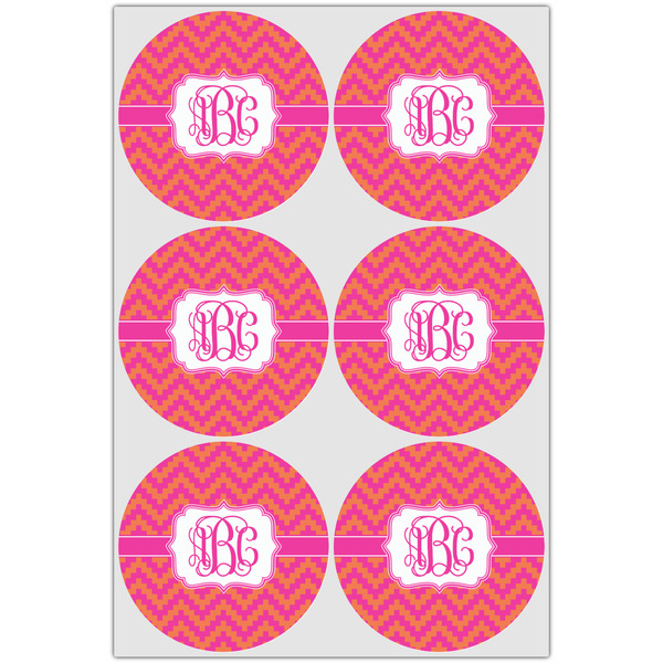 Pink & Orange Chevron Drink Topper - XLarge - Set of 6