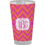 Pink & Orange Chevron Pint Glass - Full Color (Personalized)