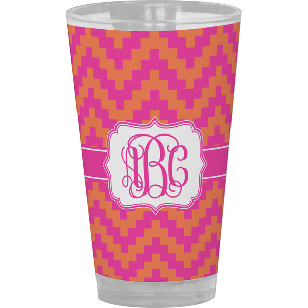 Custom Pink & Orange Chevron Pint Glass - Full Color (Personalized)