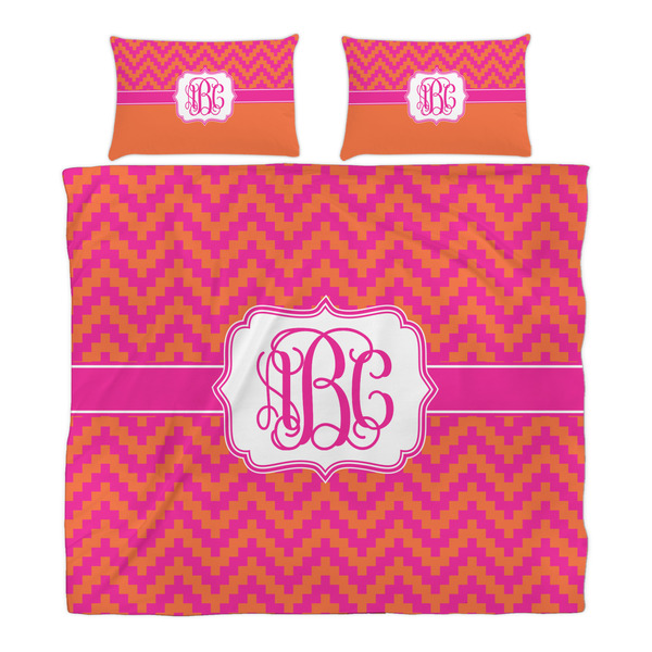 Pink & Orange Chevron Duvet Cover Set - King - Alt Approval