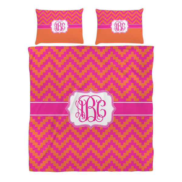 Pink & Orange Chevron Duvet cover Set - Queen - Alt Approval