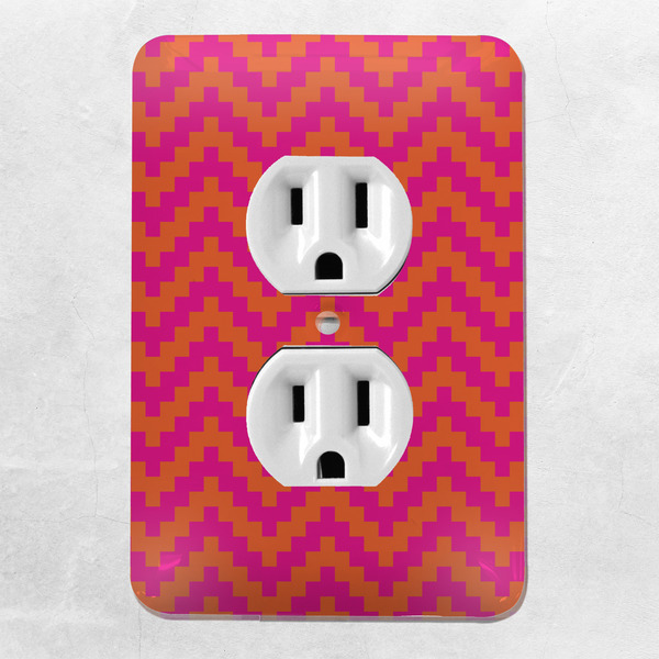 Pink & Orange Chevron Electric Outlet Plate - LIFESTYLE