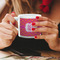 Pink & Orange Chevron Espresso Cup - 6oz (Double Shot) LIFESTYLE (Woman hands cropped)
