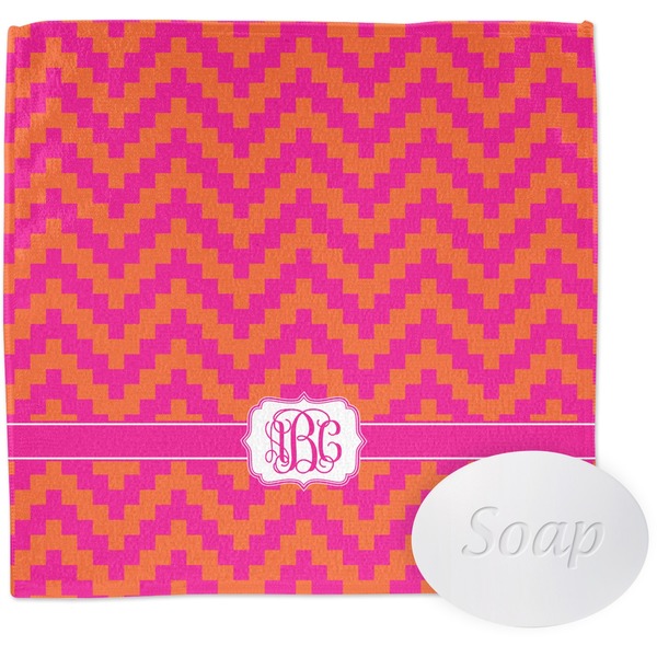 Custom Pink & Orange Chevron Washcloth (Personalized)