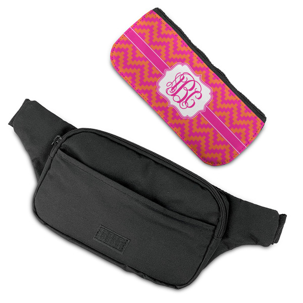 Pink & Orange Chevron Fanny Packs - FLAT (flap off)
