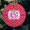 Pink & Orange Chevron Frosted Glass Ornament - Round (Lifestyle)