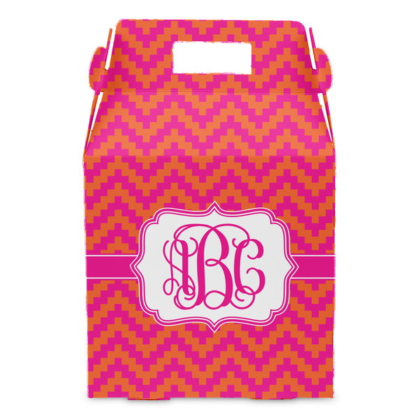 Pink & Orange Chevron Gable Favor Box - Front