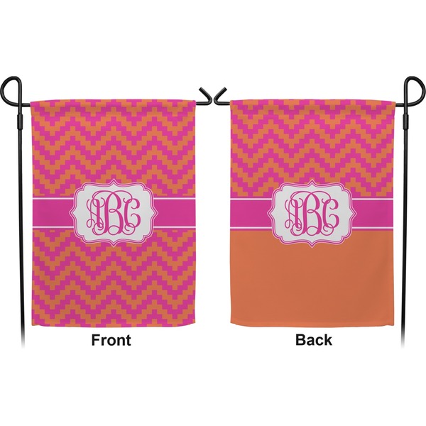 Pink & Orange Chevron Garden Flag - Double Sided Front and Back