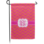 Pink & Orange Chevron Small Garden Flag - Single Sided w/ Monograms