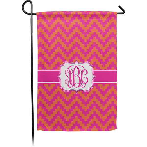 Custom Pink & Orange Chevron Garden Flag (Personalized)
