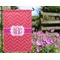 Pink & Orange Chevron Garden Flag - Outside In Flowers