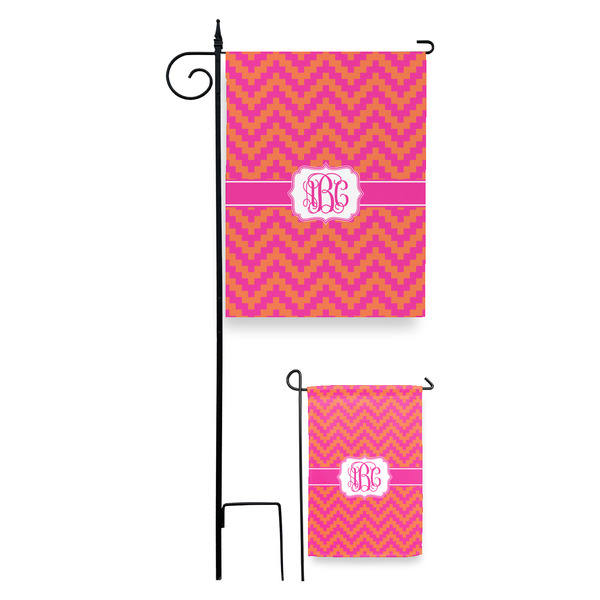 Pink & Orange Chevron Garden Flag - PARENT/MAIN