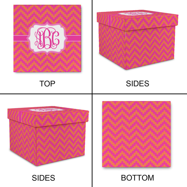 Pink & Orange Chevron Gift Boxes with Lid - Canvas Wrapped - Large - Approval