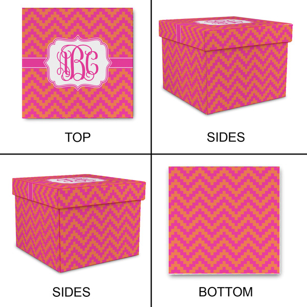 Pink & Orange Chevron Gift Boxes with Lid - Canvas Wrapped - Medium - Approval