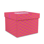 Pink & Orange Chevron Gift Box with Lid - Canvas Wrapped - Medium (Personalized)