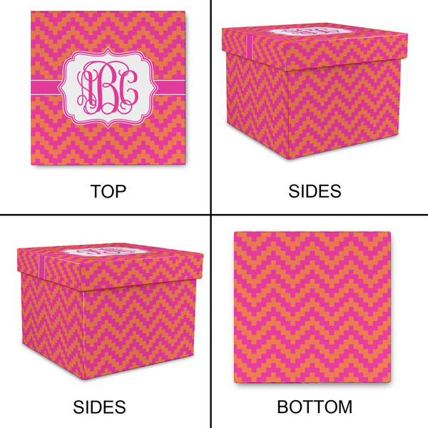 Pink & Orange Chevron Gift Boxes with Lid - Canvas Wrapped - Small - Approval