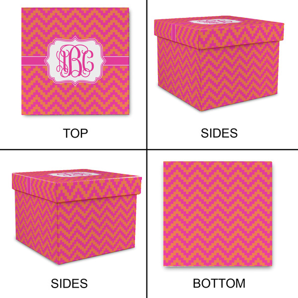 Pink & Orange Chevron Gift Boxes with Lid - Canvas Wrapped - X-Large - Approval