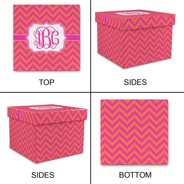 Pink & Orange Chevron Gift Boxes with Lid - Canvas Wrapped - XX-Large - Approval
