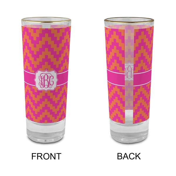 Pink & Orange Chevron Glass Shot Glass - 2 oz - Single - APPROVAL