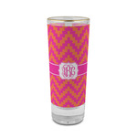 Pink & Orange Chevron 2 oz Shot Glass -  Glass with Gold Rim - Set of 4 (Personalized)