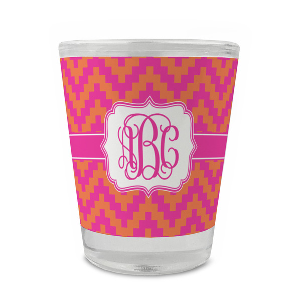 Pink & Orange Chevron Glass Shot Glass - Standard - FRONT
