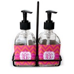Pink & Orange Chevron Glass Soap & Lotion Bottles (Personalized)