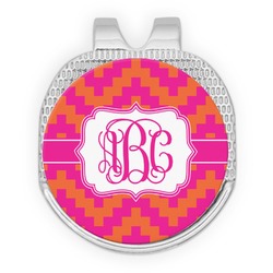 Pink & Orange Chevron Golf Ball Marker - Hat Clip - Silver