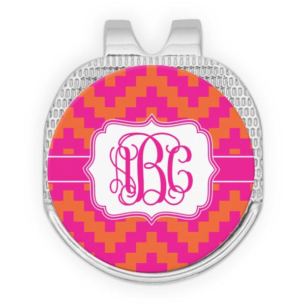 Pink & Orange Chevron Golf Ball Hat Marker Hat Clip