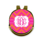 Pink & Orange Chevron Golf Ball Marker - Hat Clip - Gold