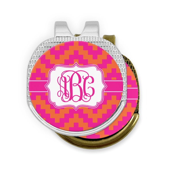 Pink & Orange Chevron Golf Ball Marker Hat Clip - PARENT/MAIN