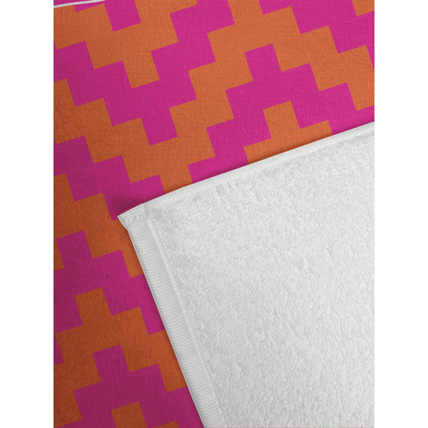 Pink & Orange Chevron Golf Towel - Detail