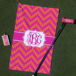 Pink & Orange Chevron Golf Towel Gift Set (Personalized)