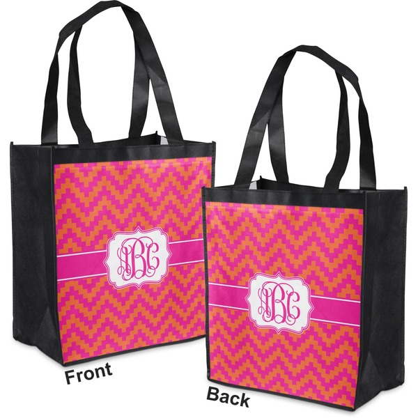 Pink & Orange Chevron Grocery Bag - Apvl