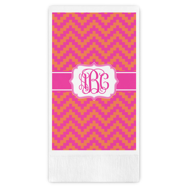 Custom Pink & Orange Chevron Guest Paper Towels - Full Color (Personalized)