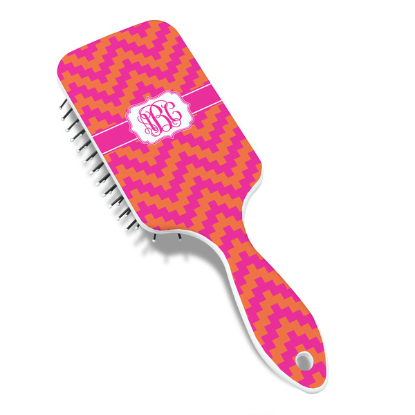 Pink & Orange Chevron Hair Brush - Angle View