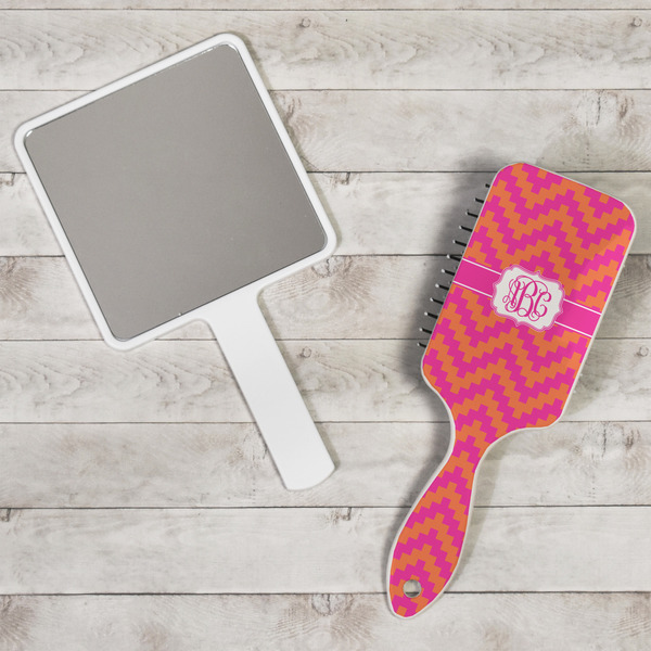 Pink & Orange Chevron Hair Brush - In Context