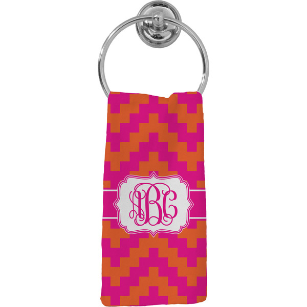 Custom Pink & Orange Chevron Hand Towel - Full Print (Personalized)