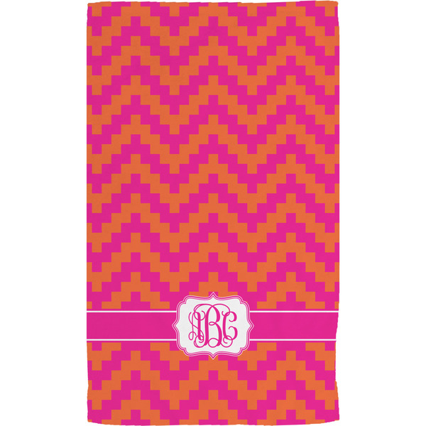Pink & Orange Chevron Hand Towel (Personalized)