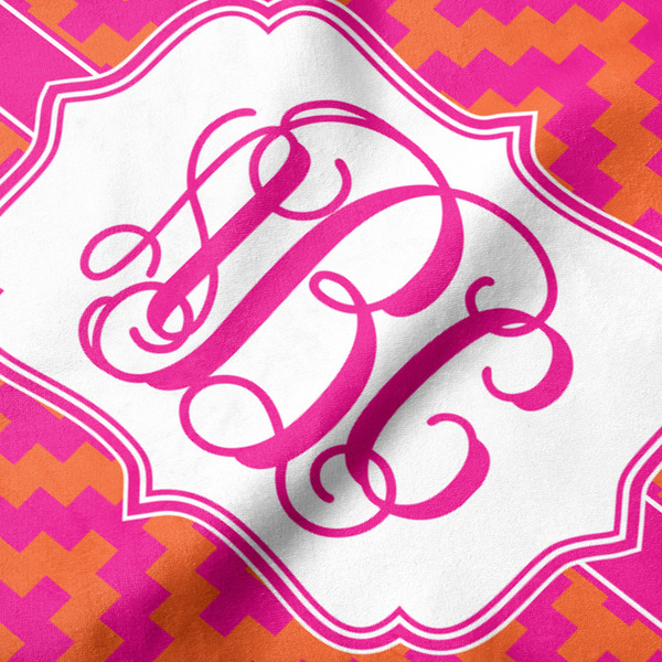 Pink & Orange Chevron Hooded Baby Towel- Detail Close Up