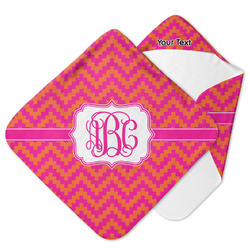 Pink & Orange Chevron Hooded Baby Towel (Personalized)