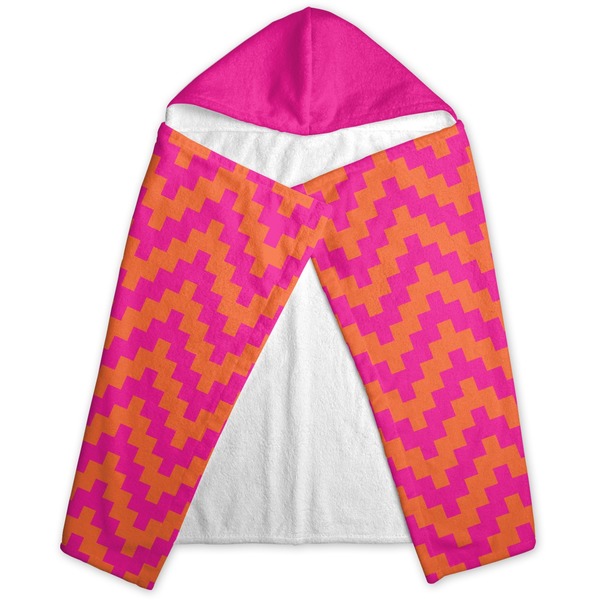 Pink & Orange Chevron Hooded Towel - Folded