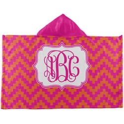 Pink & Orange Chevron Kids Hooded Towel (Personalized)