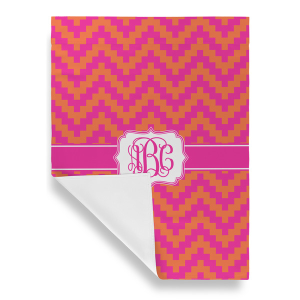 Pink & Orange Chevron House Flags - Single Sided - FRONT FOLDED