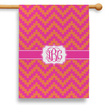 Pink & Orange Chevron 28" House Flag (Personalized)