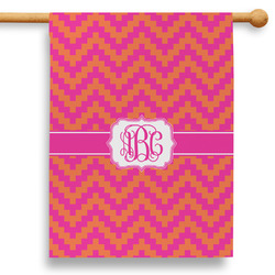 Pink & Orange Chevron 28" House Flag (Personalized)