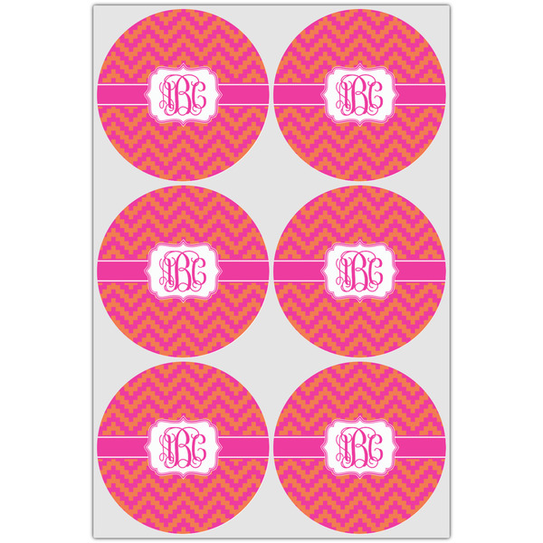 Pink & Orange Chevron Icing Circle - Large - Set of 6