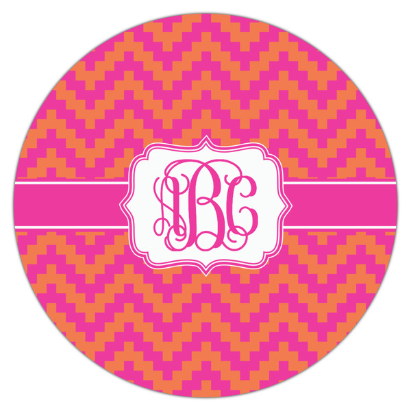 Pink & Orange Chevron Icing Circle - Large - Single