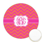 Pink & Orange Chevron Printed Cookie Topper - Round (Personalized)