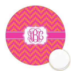 Pink & Orange Chevron Printed Cookie Topper - 2.5" (Personalized)