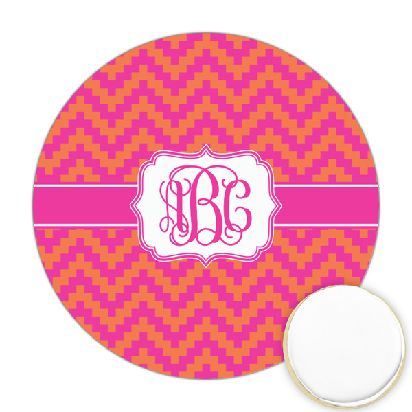 Custom Pink & Orange Chevron Printed Cookie Topper - 2.5" (Personalized)